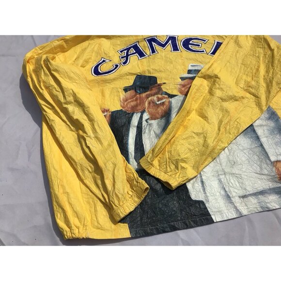 Vtg 90s Joe Camel Cigarettes Zip Advertising Jacket Yellow Promo Cigarettes L XL - Picture 13 of 16